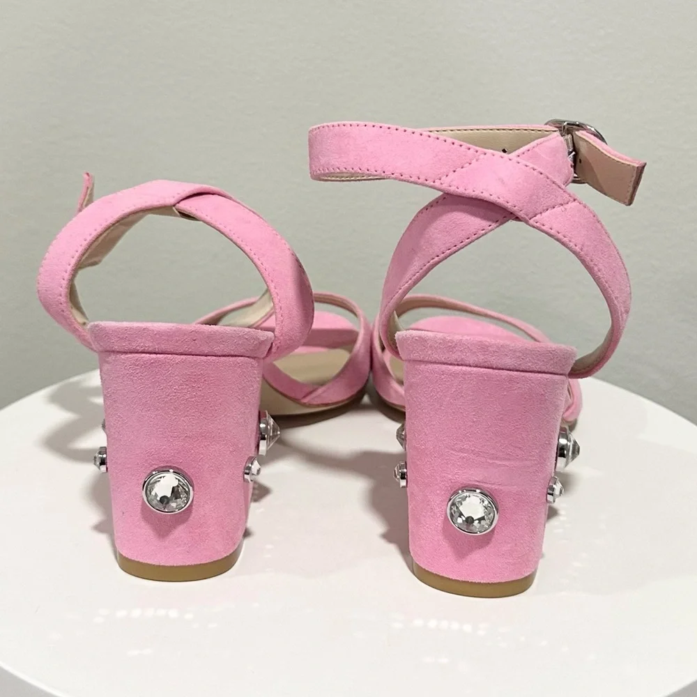 🌹STUART WEITZMAN 🌹 Allshine 75 Crystal-Embellished Suede Sandals Size: 6B - Picture 6 of 10